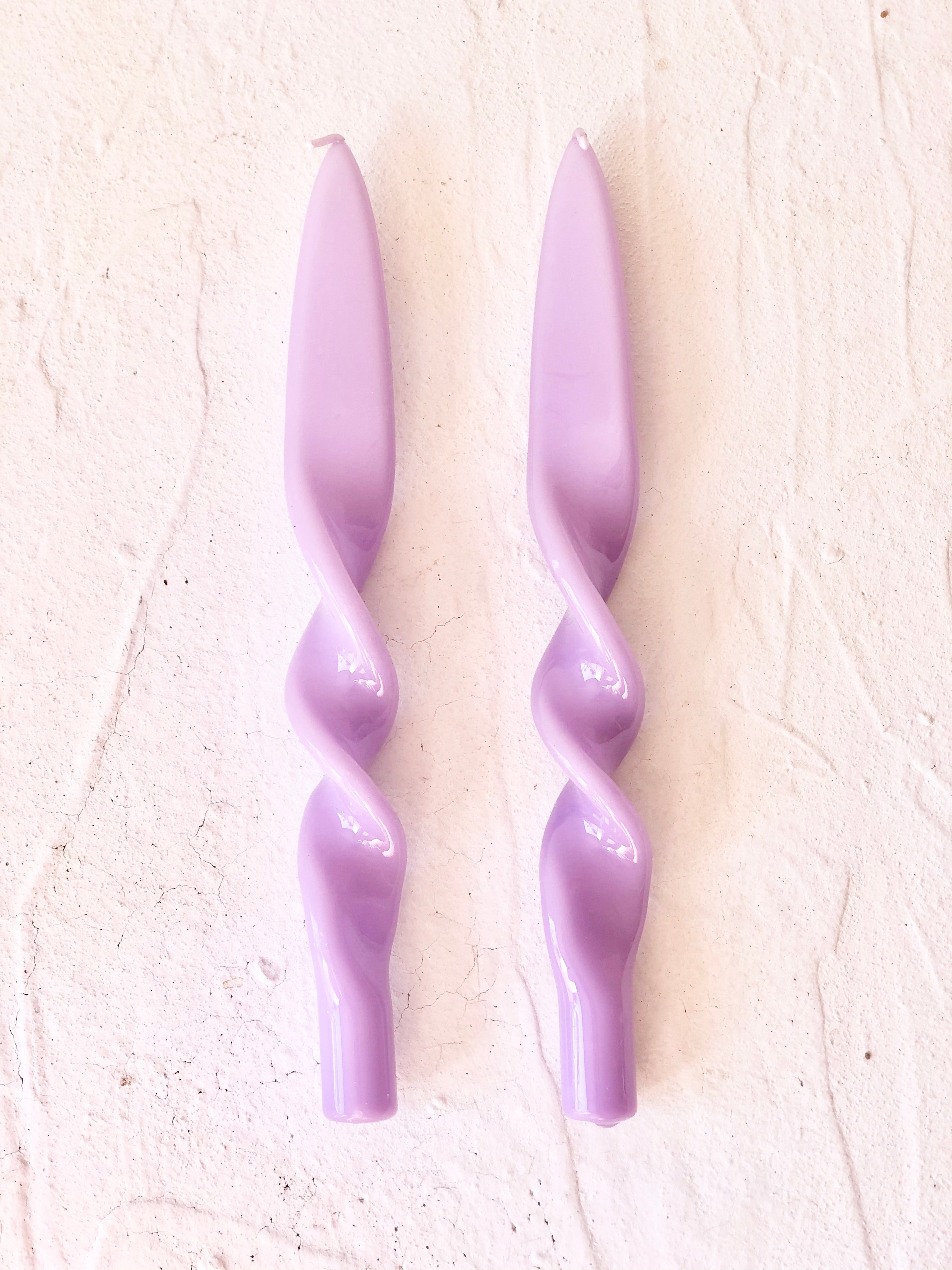 lavender twisted taper candles 11 inches tall