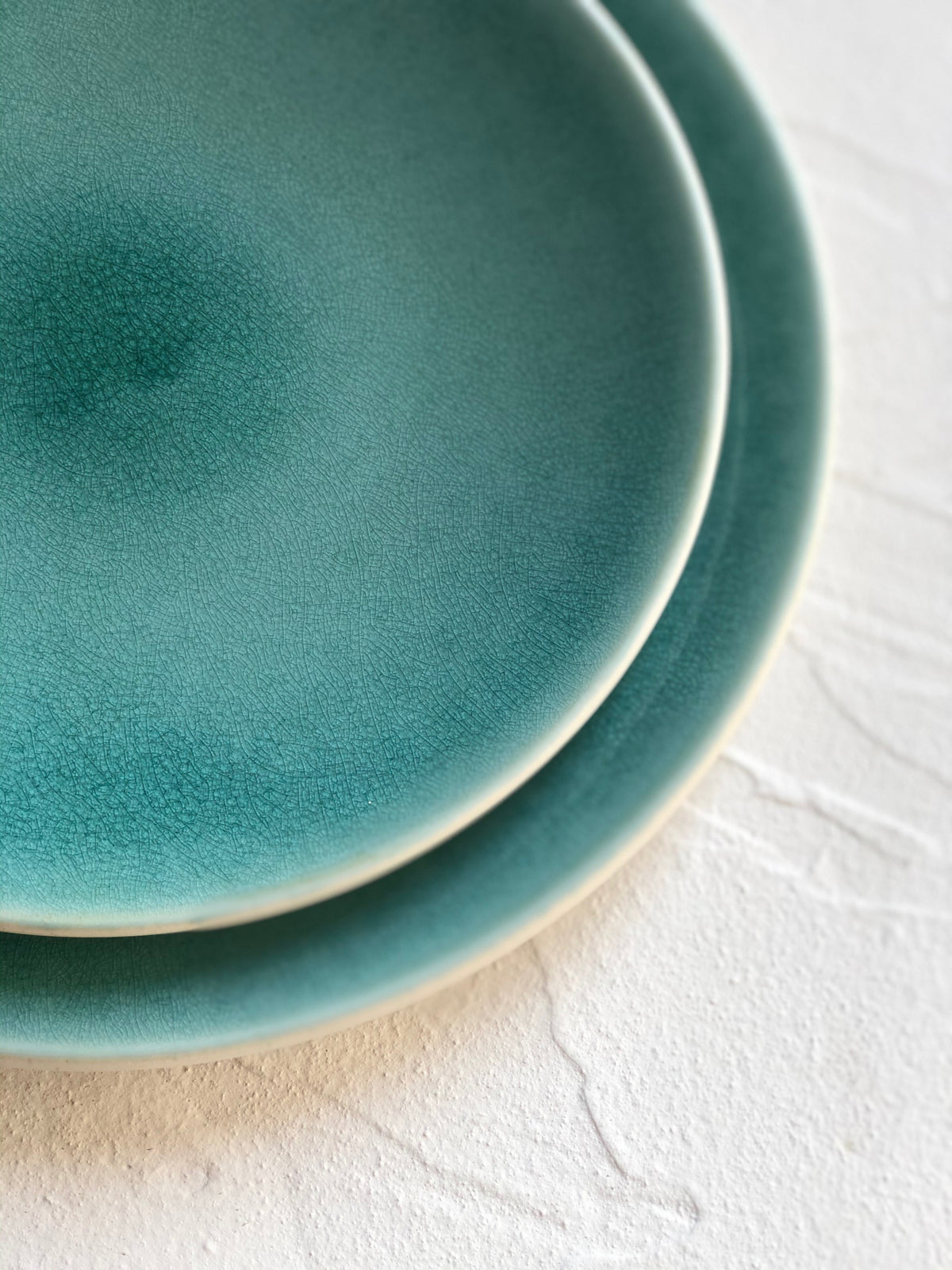 dinner plate with green reactive glaze 10.25 inch diameter with salad plate
