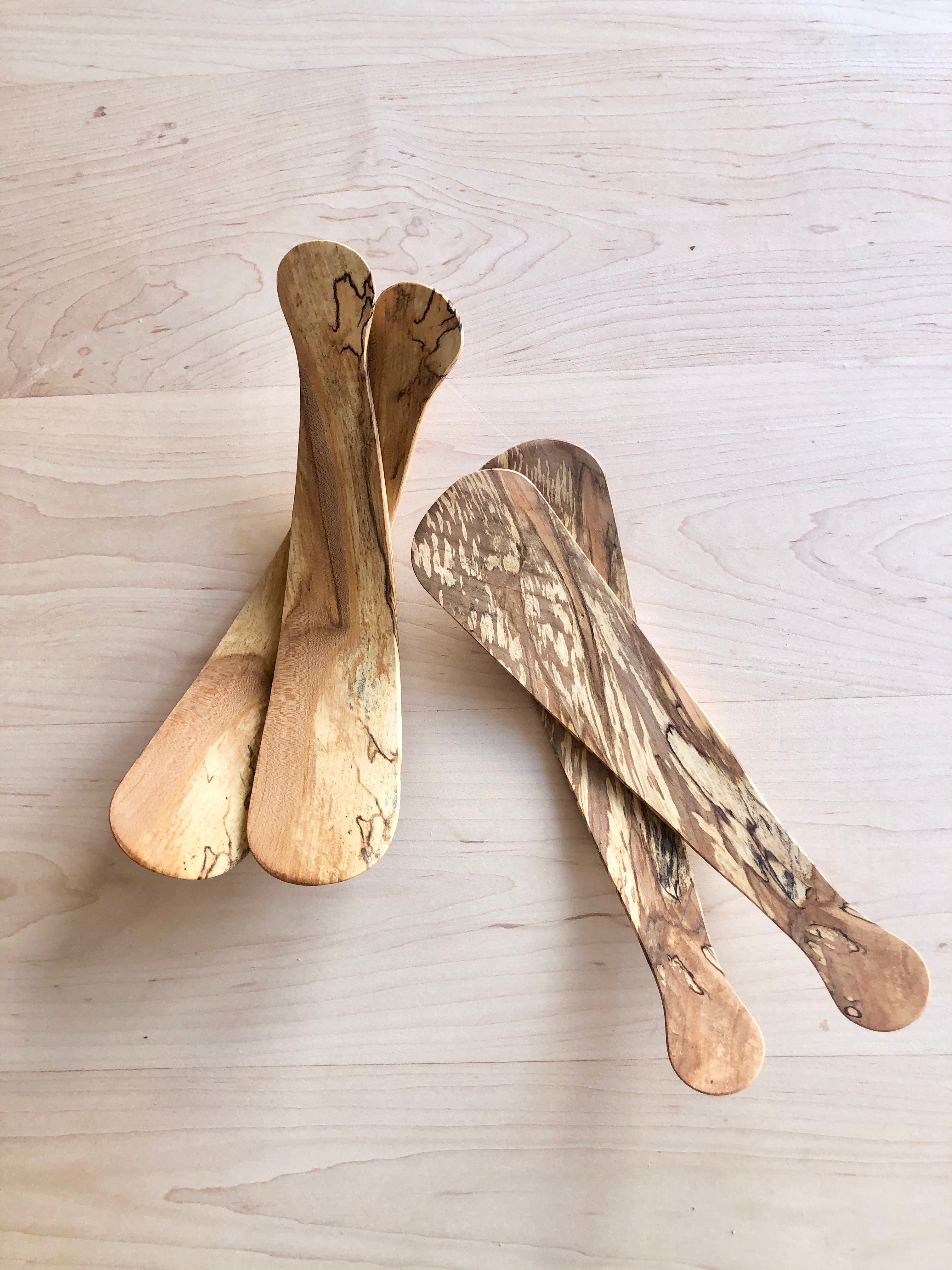 wooden salad servers top view