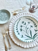 white ruffle edge charger 11.8 inch with green floral plate
