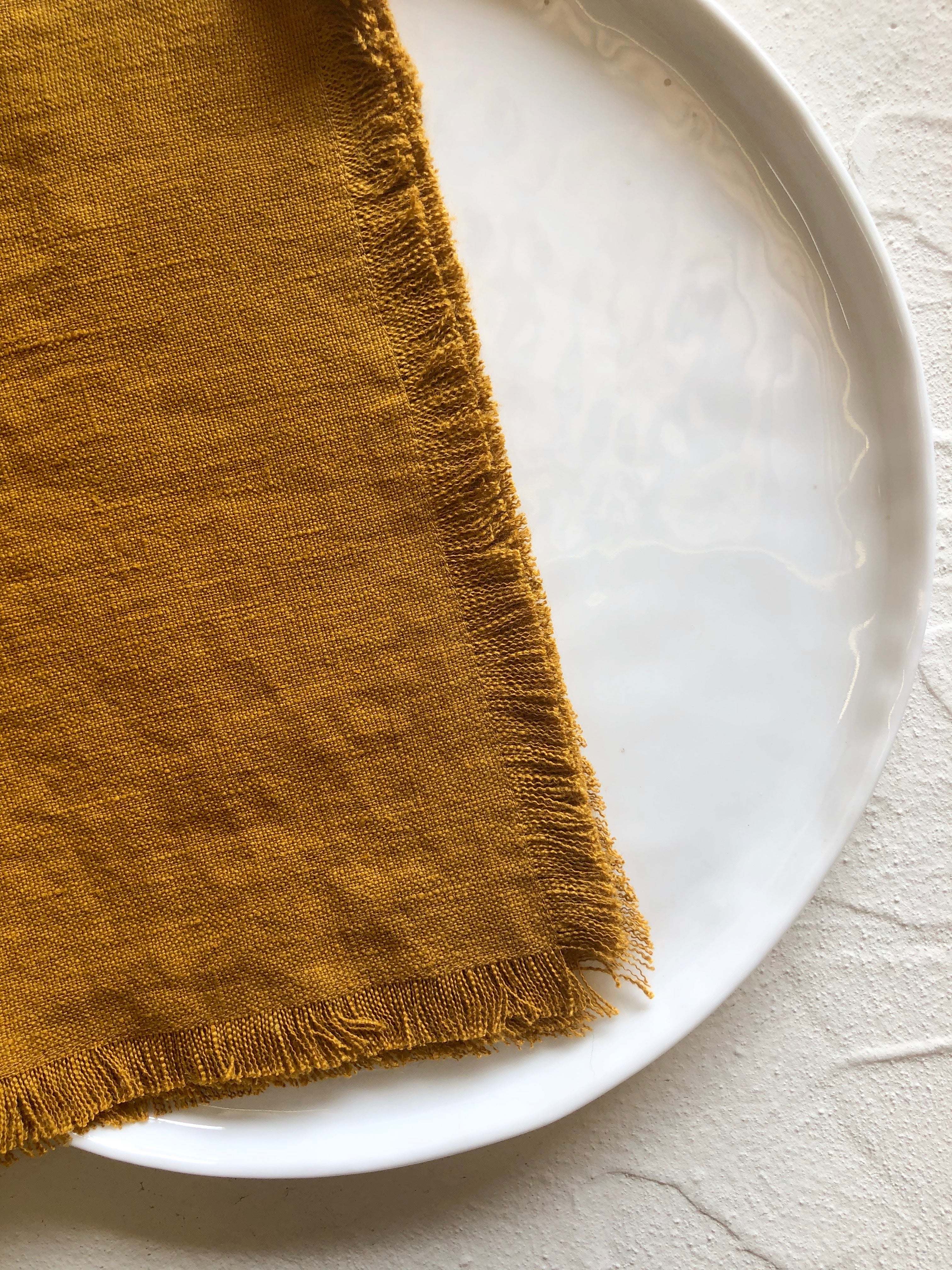 raw edge napkins mustard yelloe 18 inch