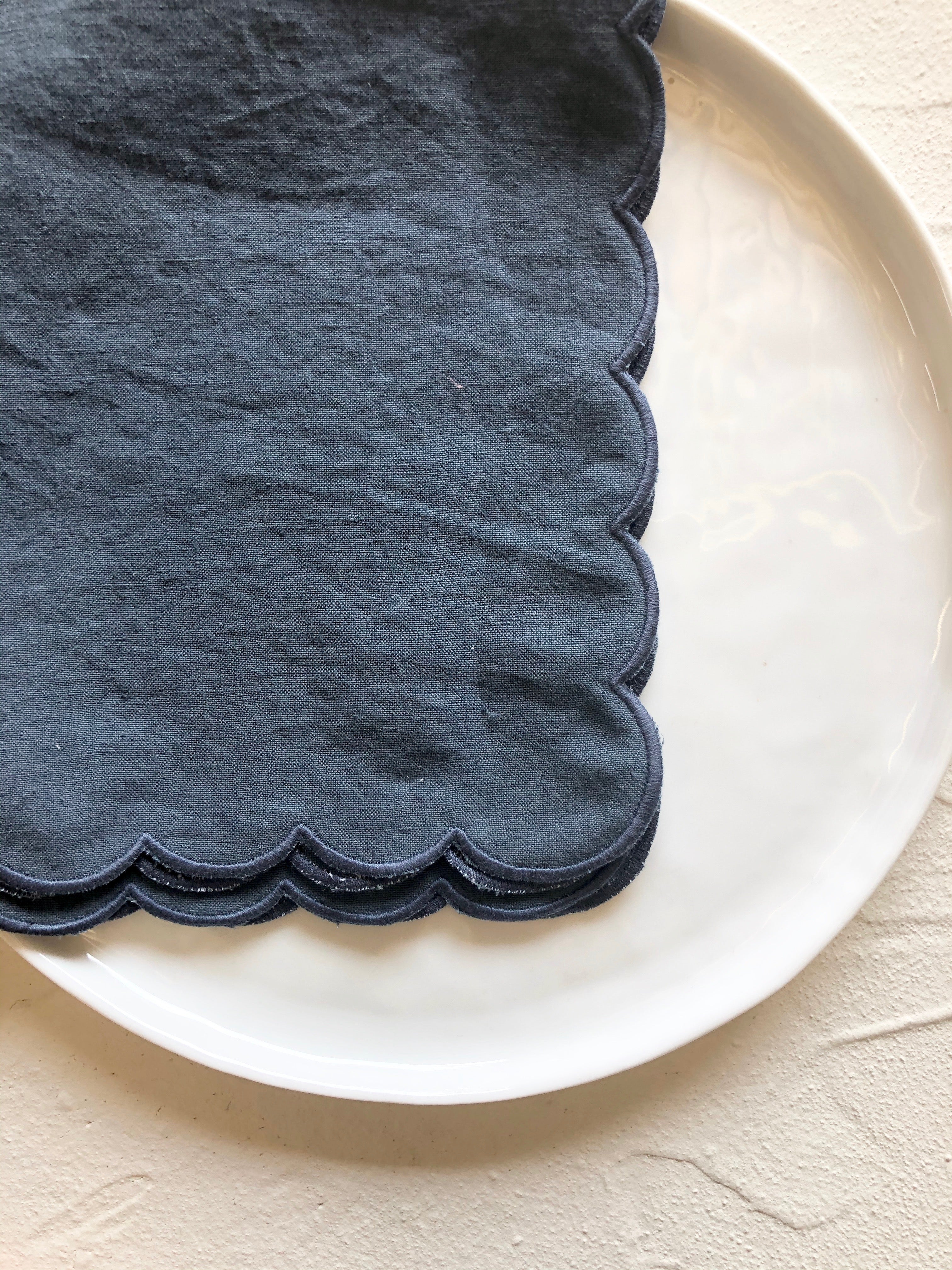 Dark Blue Scalloped Delphinium Napkins