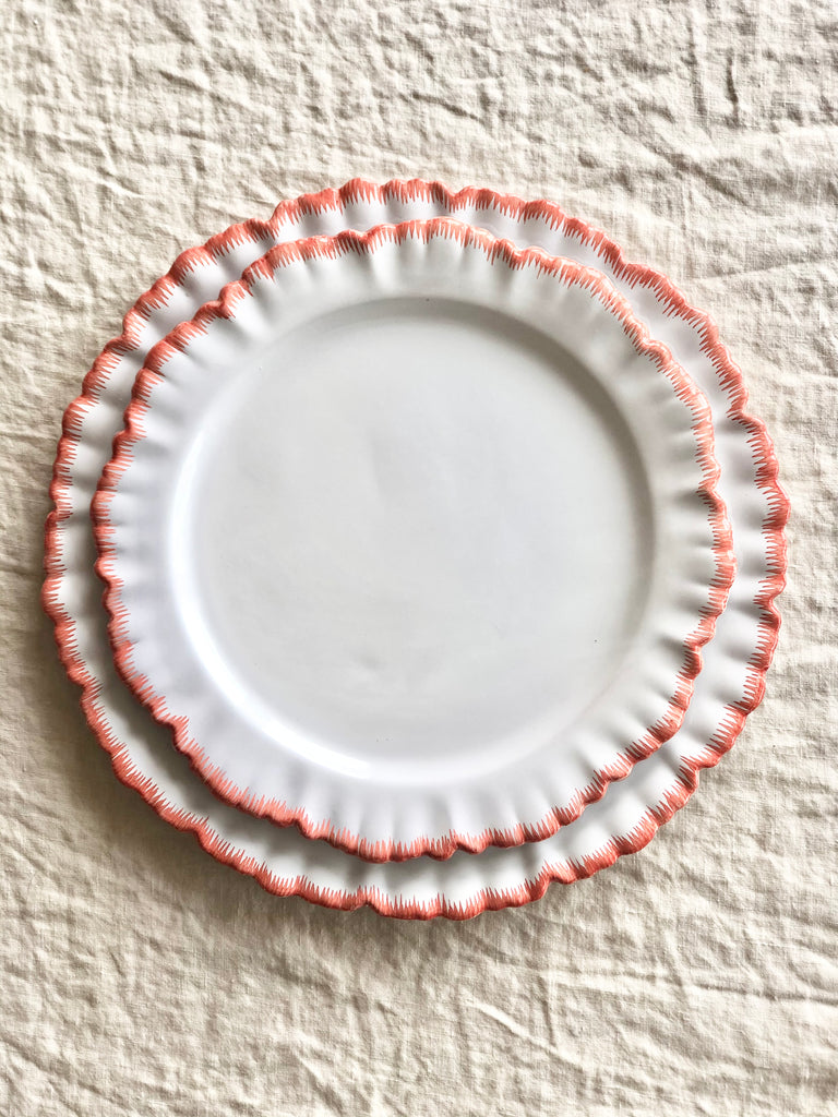 ruffle charger orange edge 11.8 inch with dinner plates