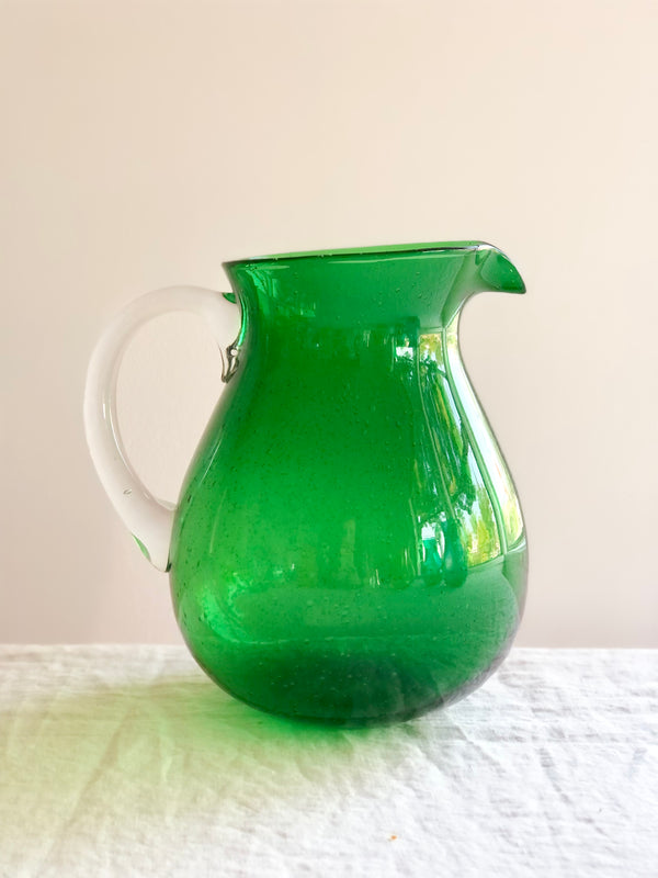green bubble glass pitcher
