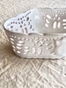 white ceramic bread basket made of french faience detail view