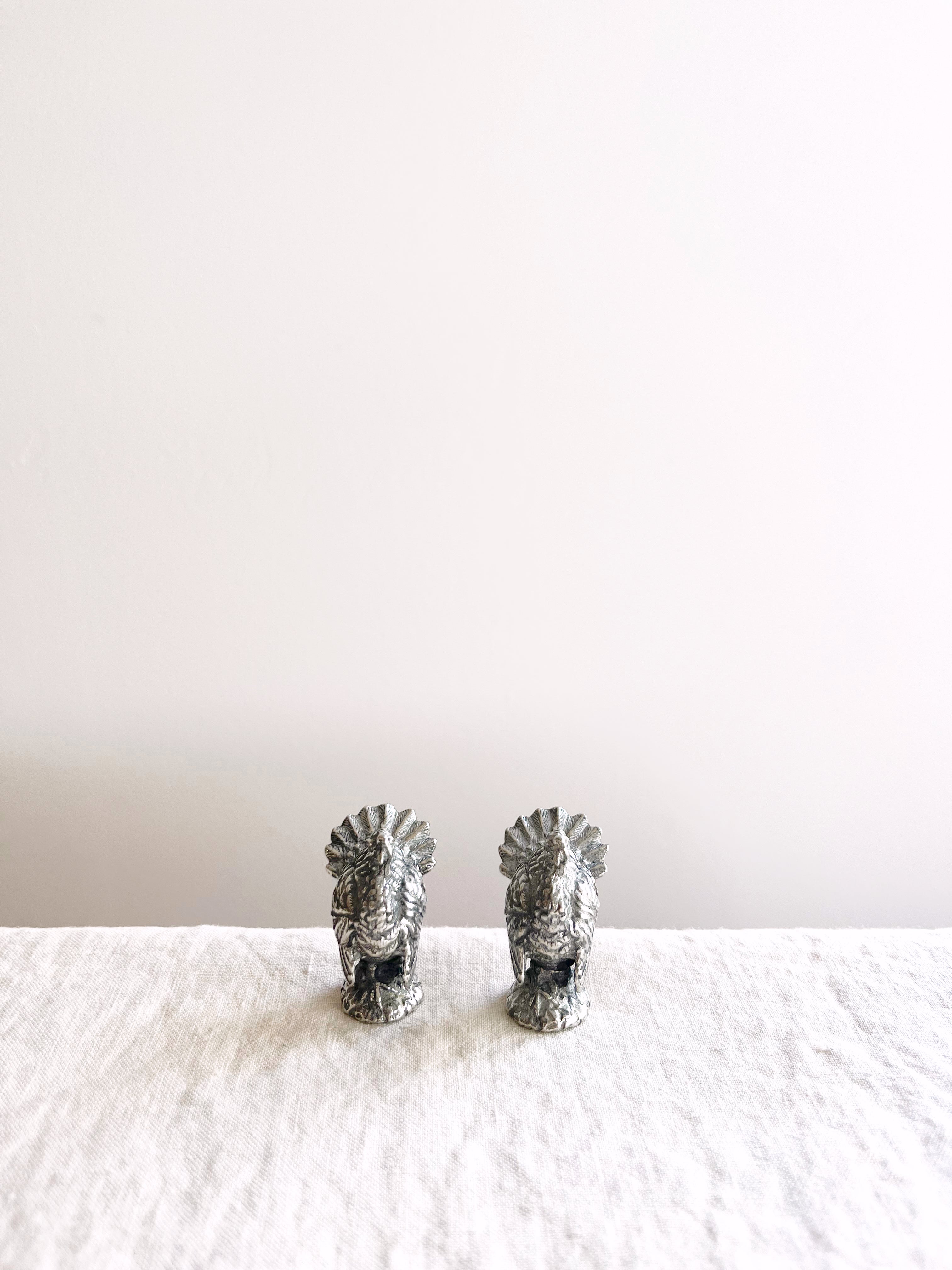 silver turkey place card holders set of two