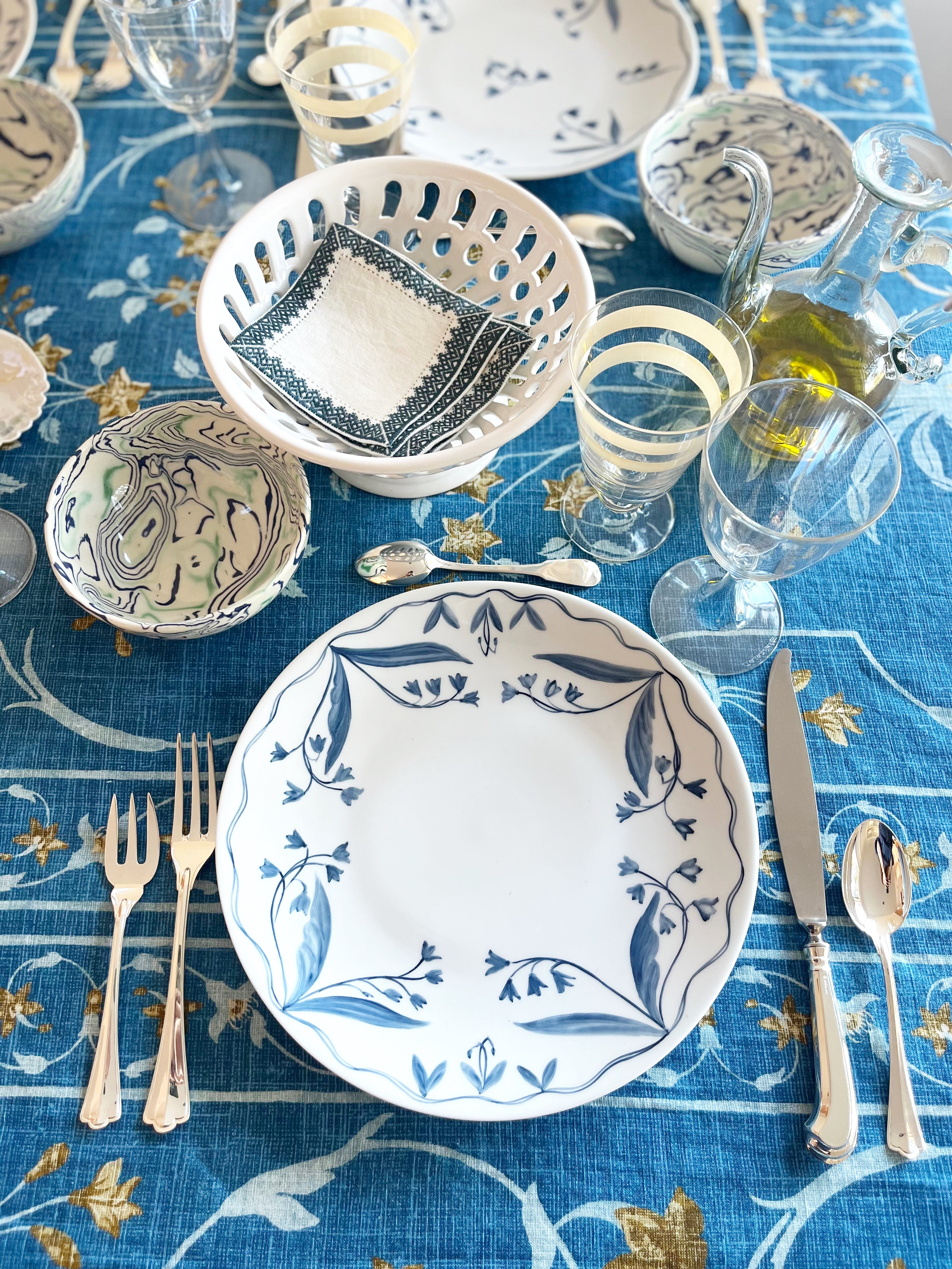 PRE-ORDER - Fête des Lys de la Vallée Deux Dinner Plate - Cobalt - S/4