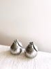 pear shaped pewter salt & pepper shakers side view