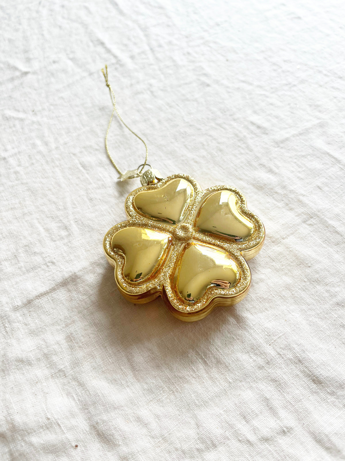 gold clover glass christmas ornament