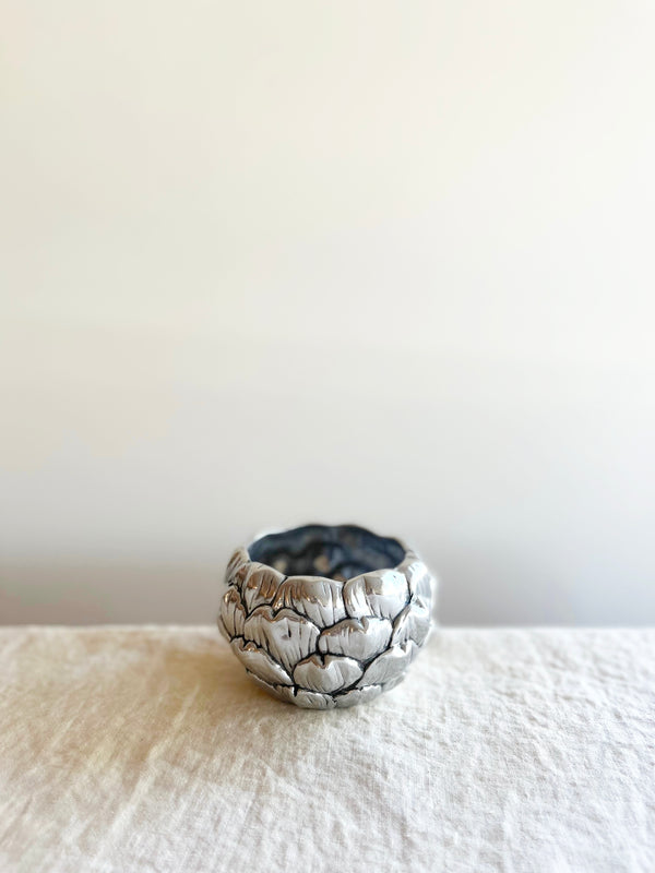 small pewter artichoke bowl