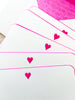 The Printery Bold Heart Note Cards white with pink heart and pink edge 6.25 by 4.5 inches heart detail view