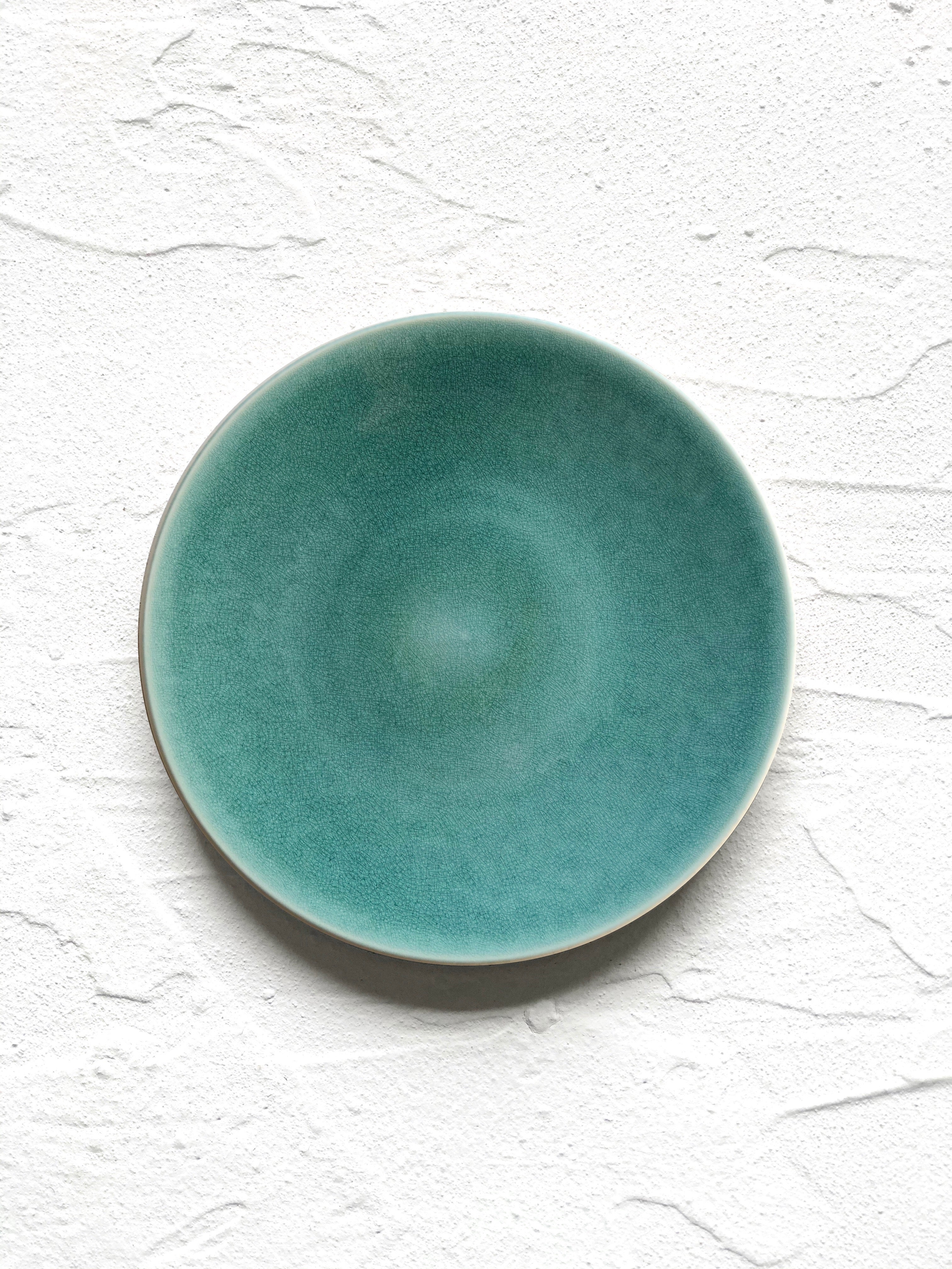 green reactive glaze salad plate