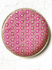 light tan woven tray with pink circle mosaic pattern 12 inches