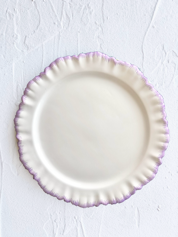 ruffle dinner plate purple edge 10.2 inch