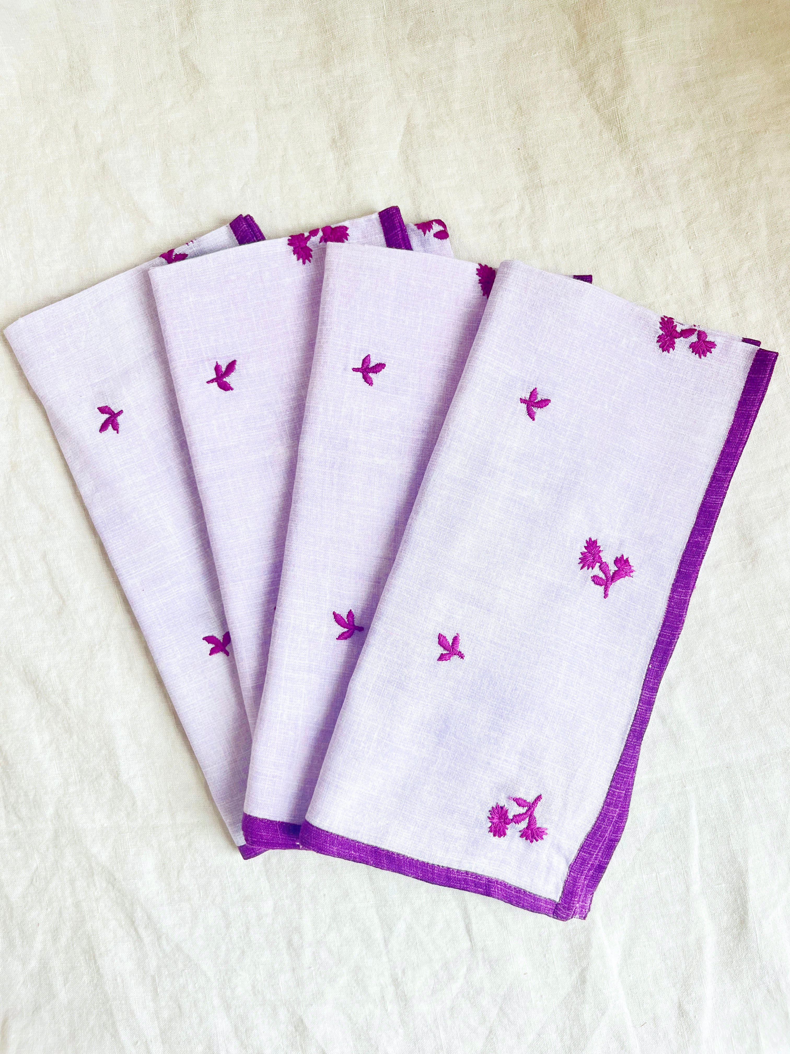 PRE-ORDER - Louisa Embroidered Napkins - Violette S/4