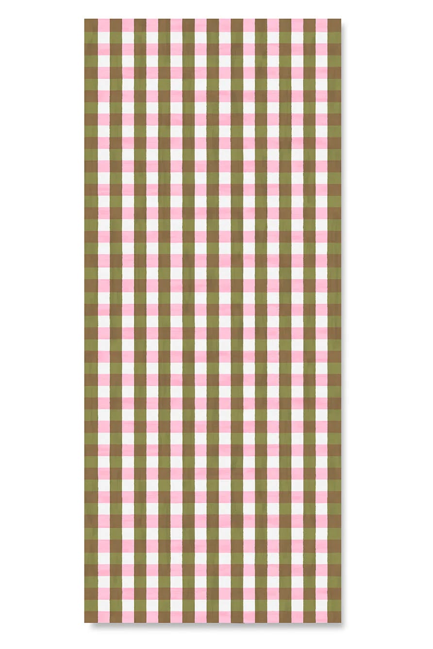 Gingham Tablecloth- Rose Pink & Avocado - 3 sizes available