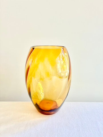 Marika Oval Vase 9" - Amber