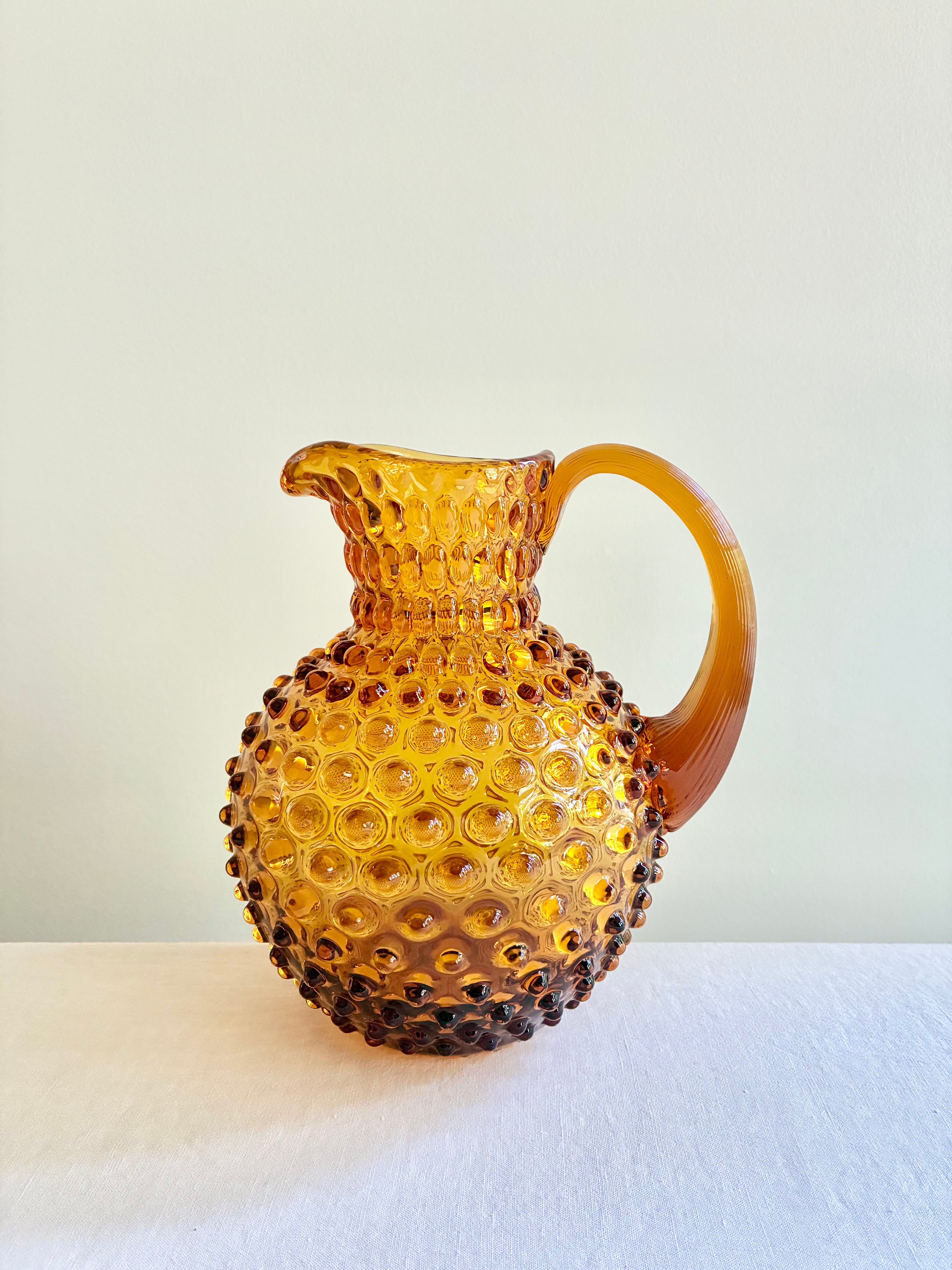 Hobnail Pitcher - Amber