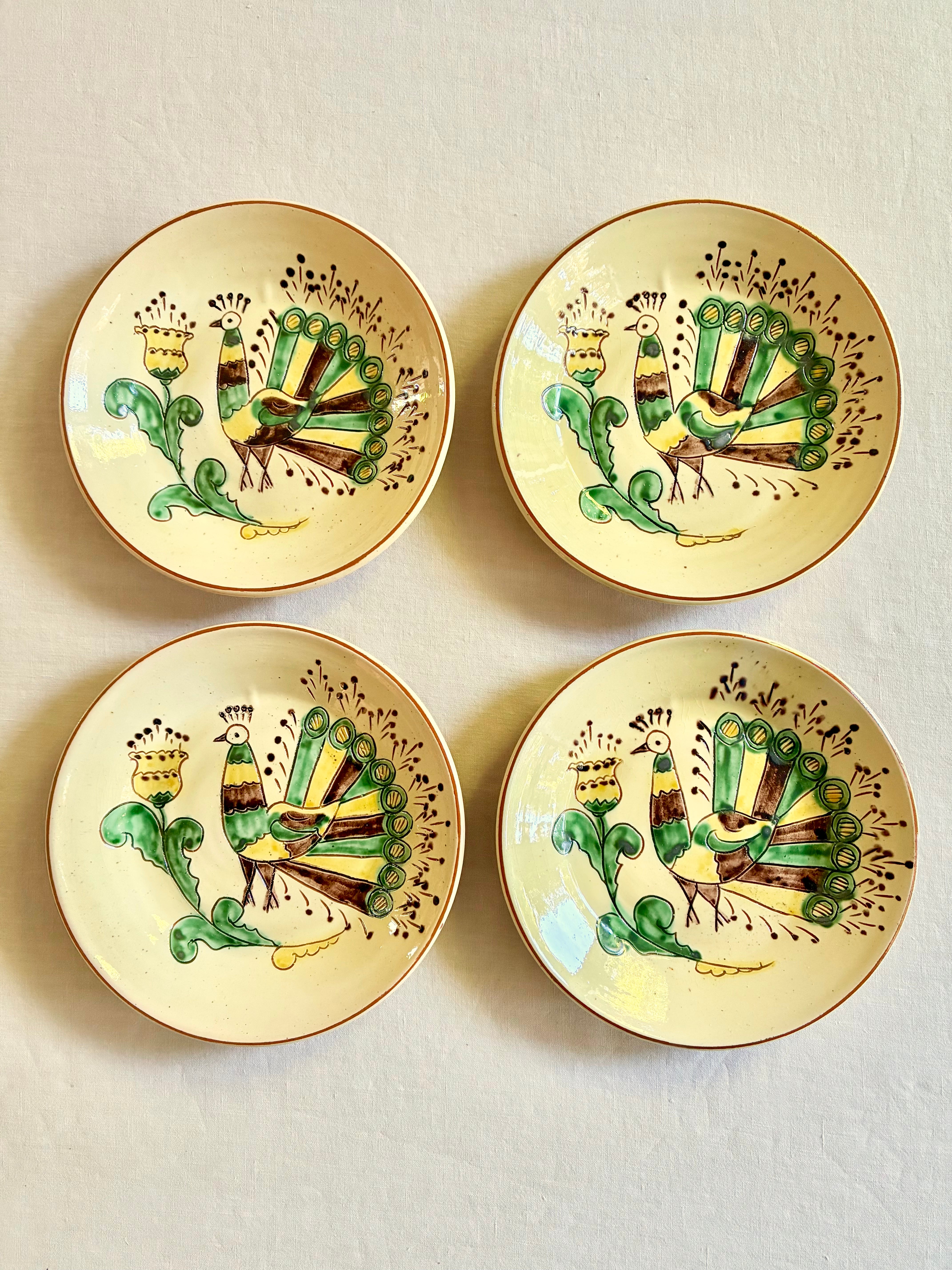 Bukowina Romanian Peacock 8" Plate  S/4