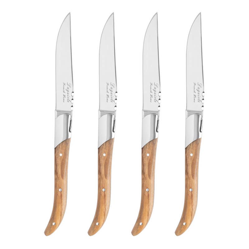 Laguiole Connoisseur Steak Knives Set of 4 Olive Wood