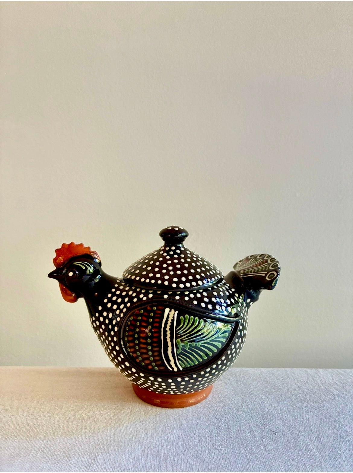 Hungarian Guinea Hen Lidded Bowl