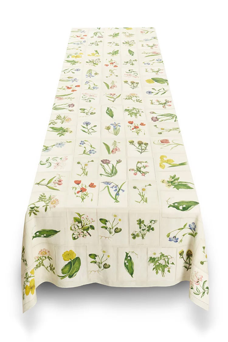 S&B x John Derian Botanical Tiles Tablecloth - 3 sizes available