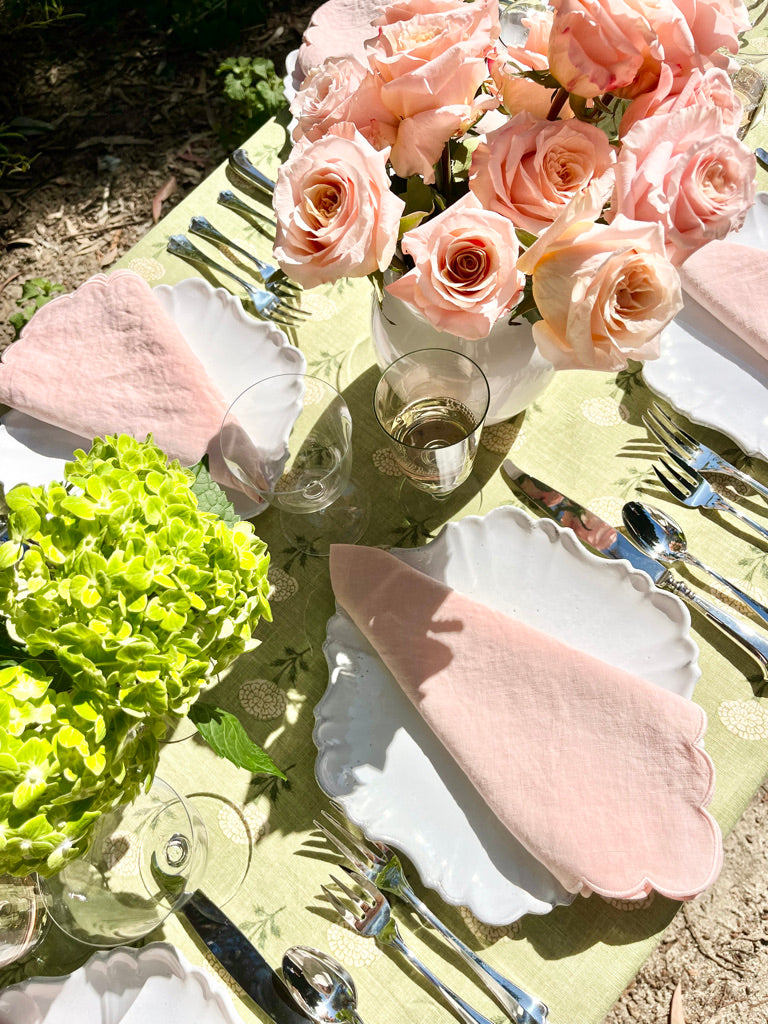 Scalloped Peony Napkins - S/4