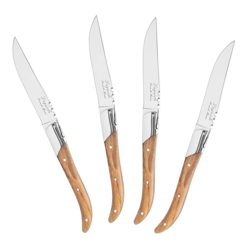 Laguiole Connoisseur Steak Knives Set of 4 Olive Wood