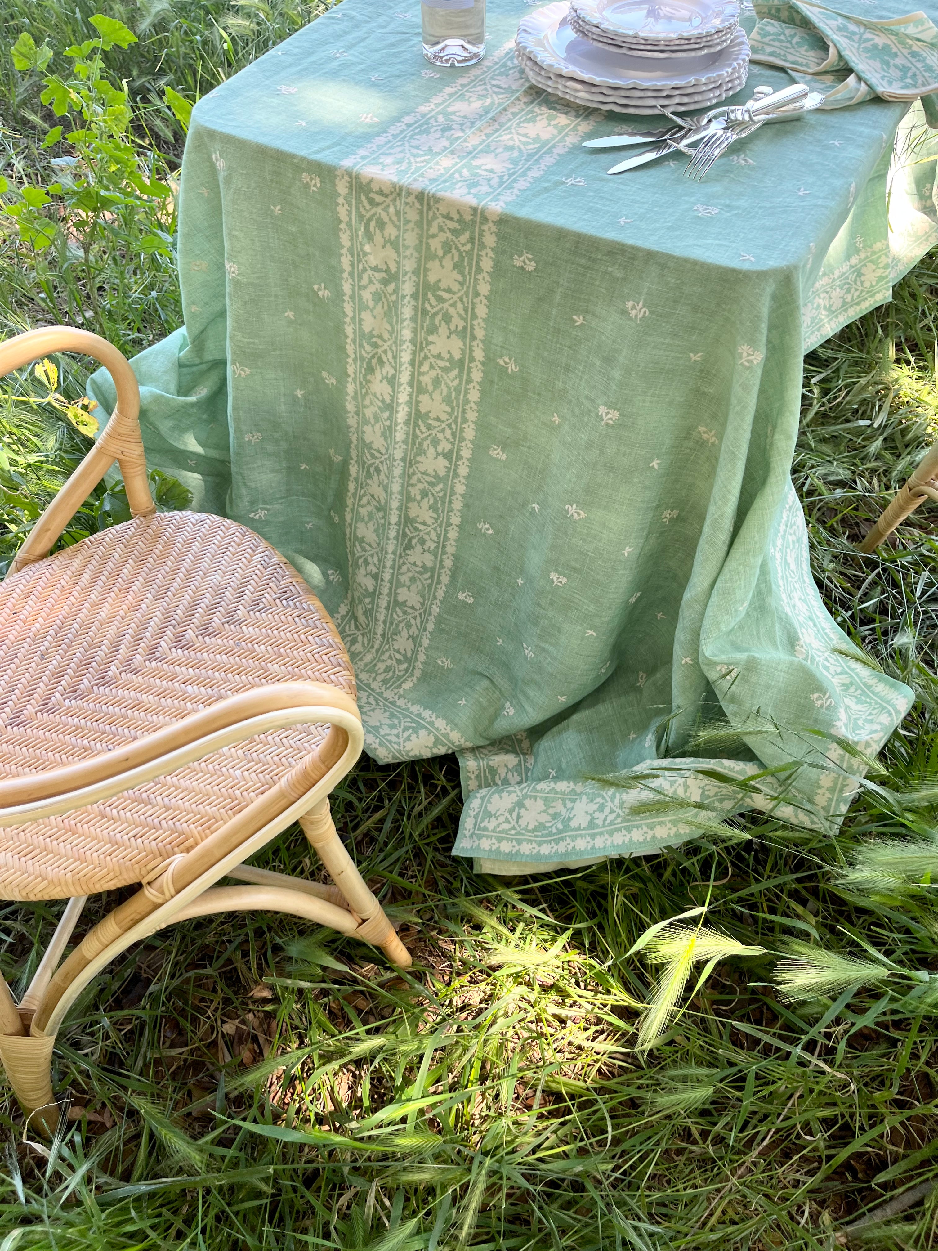 Odessa Embroidered Tablecloth - Sage