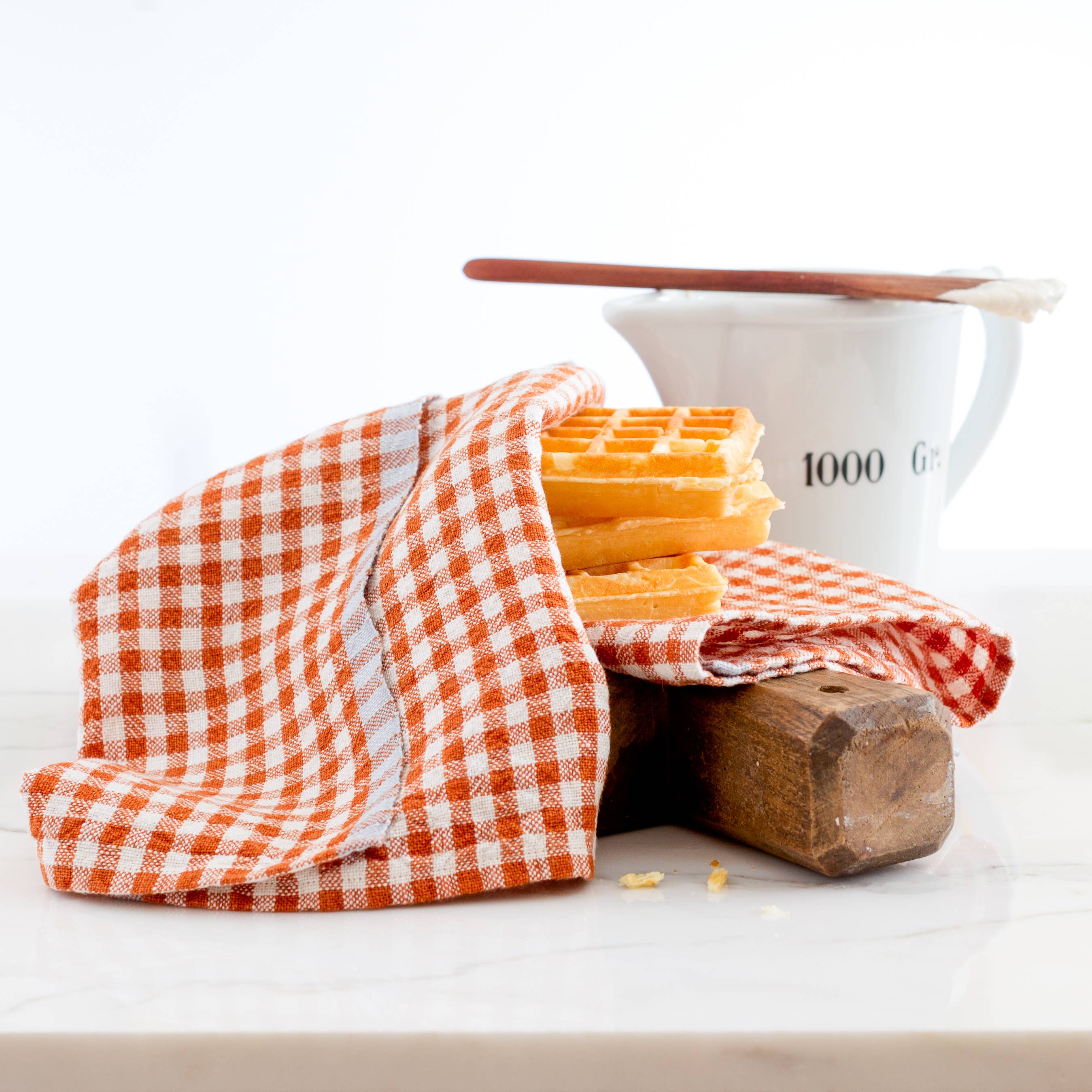 Bonnieux Gingham Kitchen Towels - Orange - S/2