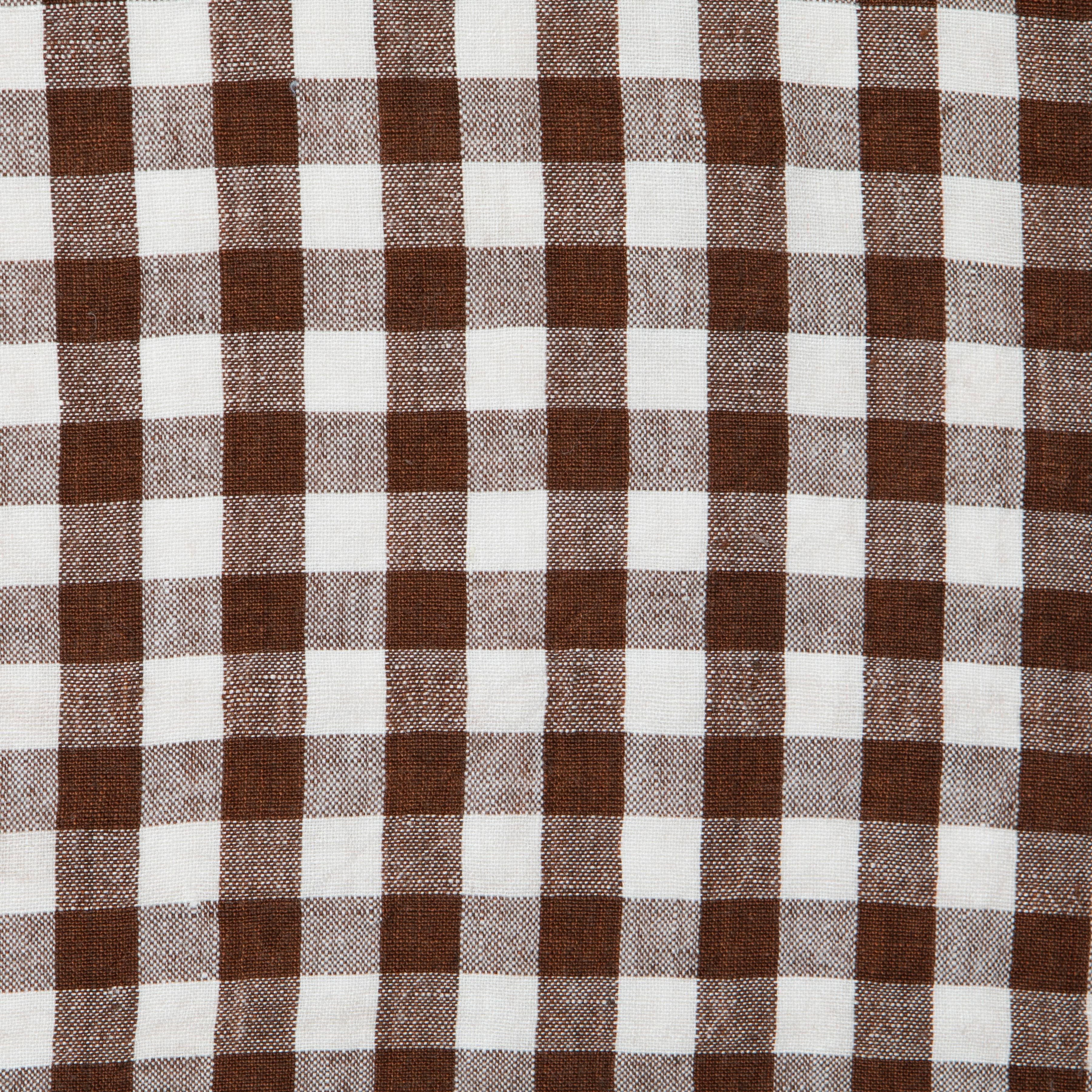 Gingham Belgian Linen Napkin -  Walnut - S/4