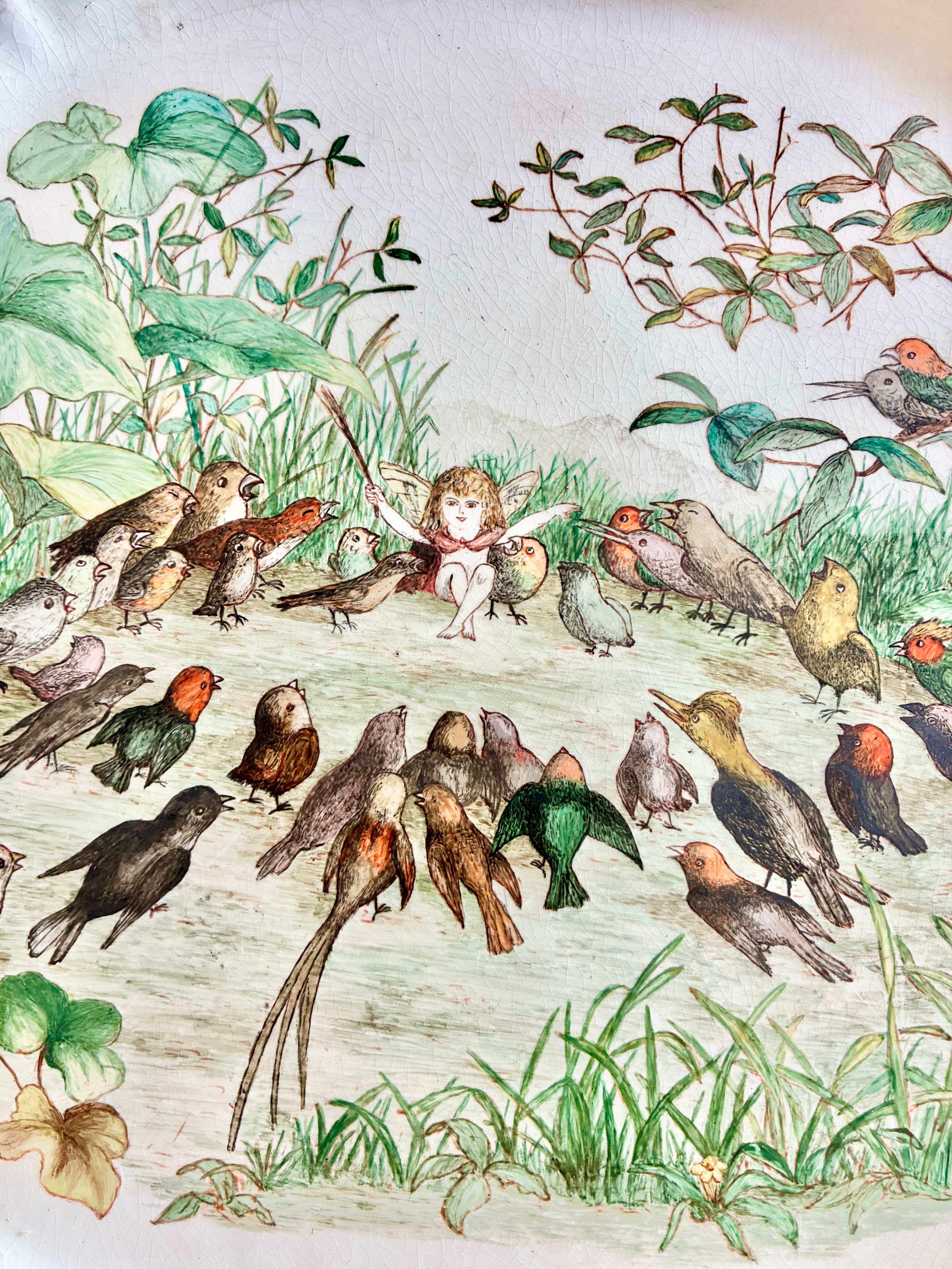 Historic Cremeware Fairy & Bird Platter