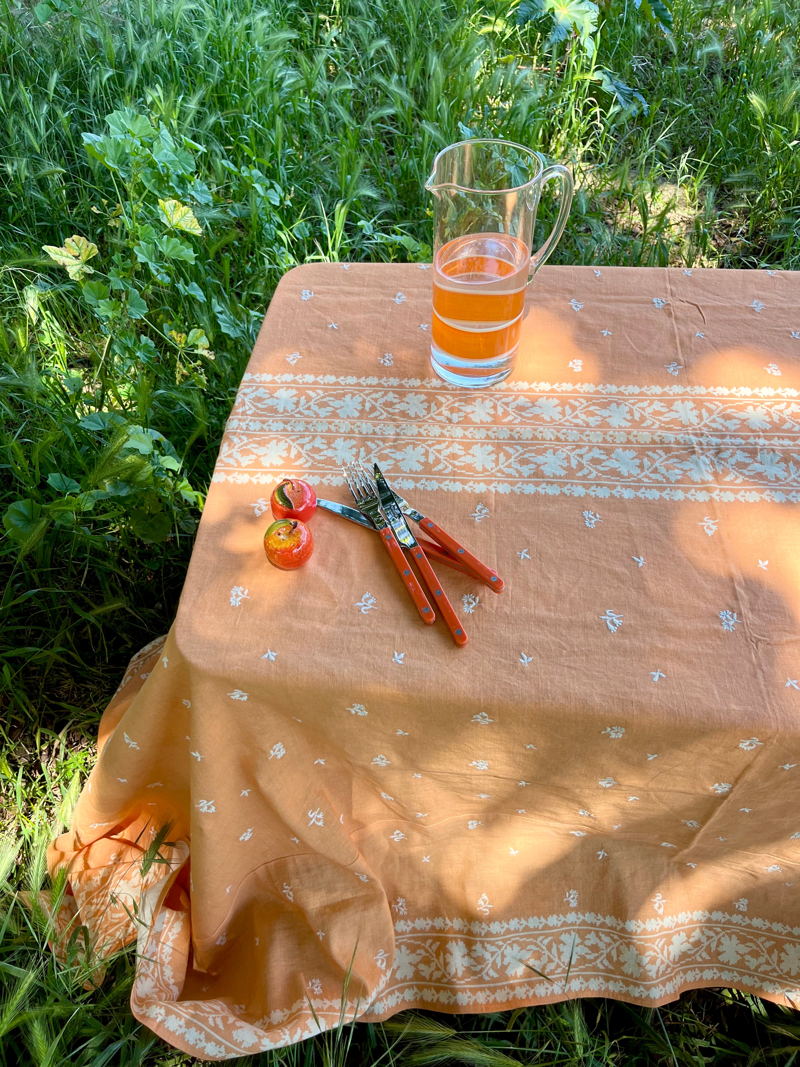 Odessa Embroidered Tablecloth - Apricot