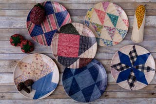 Quilted Dakota Melamine Dinner Plates - S/4
