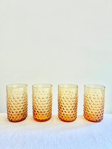 Hobnail Tumblers S/4 - Amber