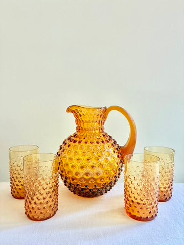 Hobnail Pitcher - Amber
