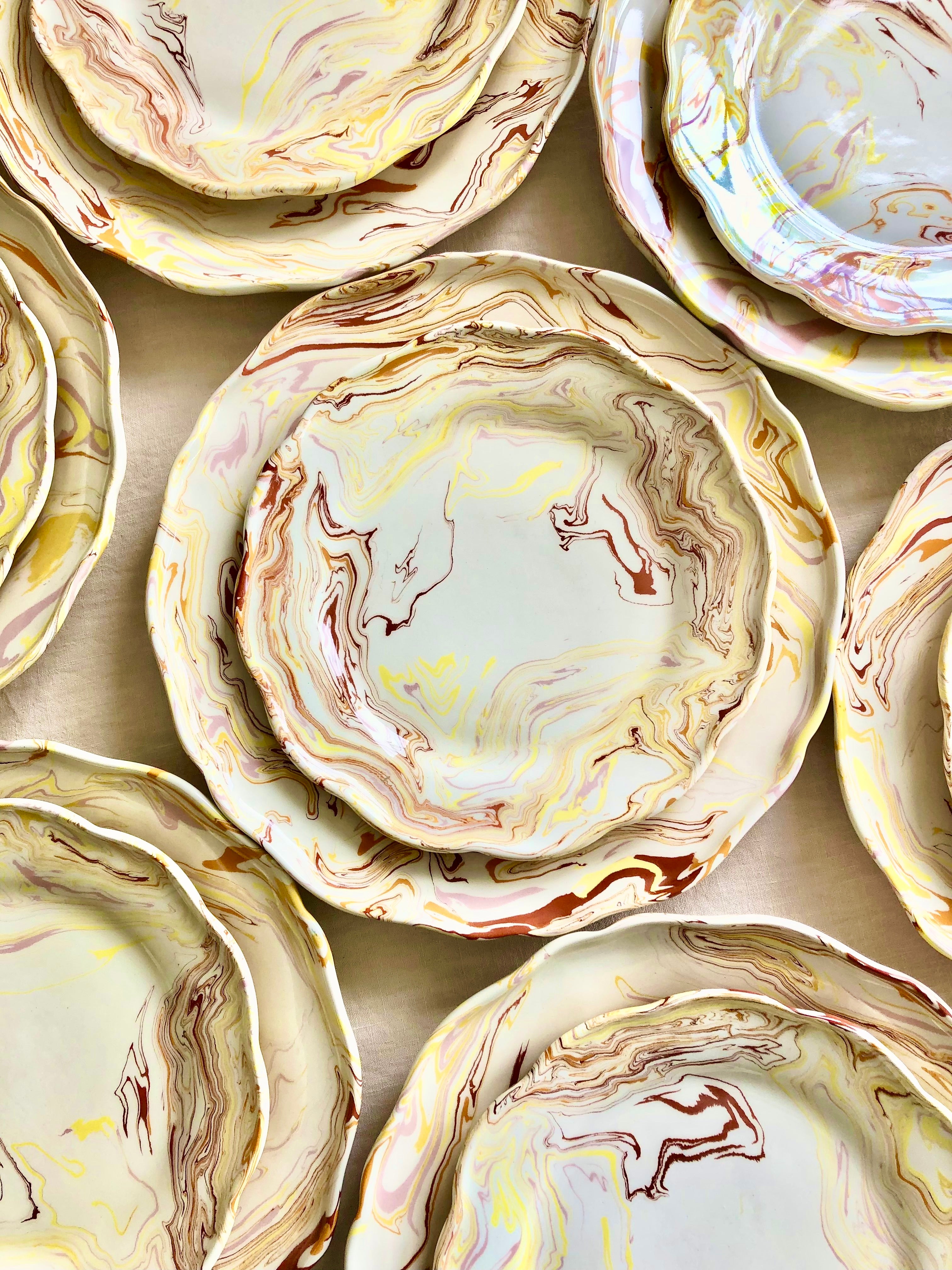 Terre Mêlée Scalloped Dinnerware - Soleil - S/4