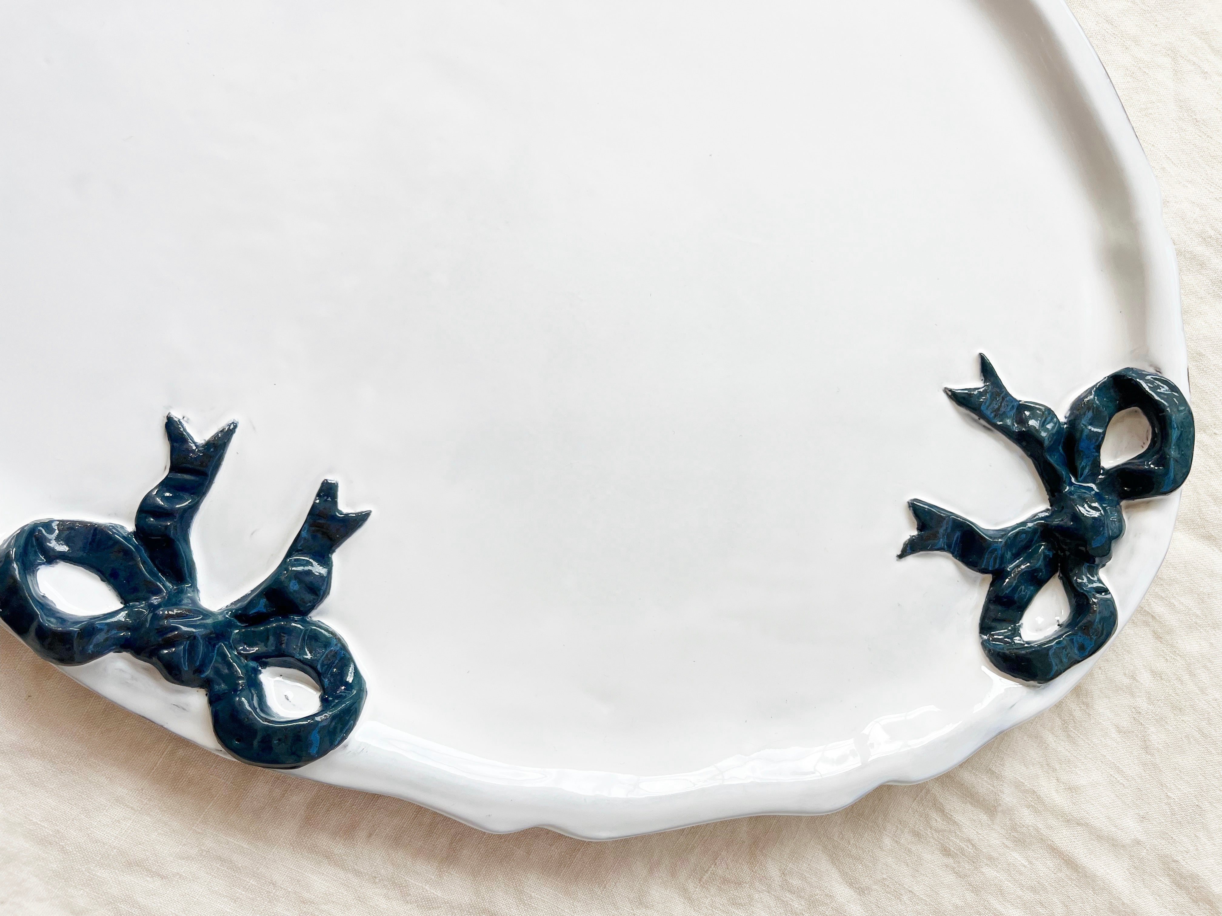 Colette Edition Oval Platter - Marine Blue Bow