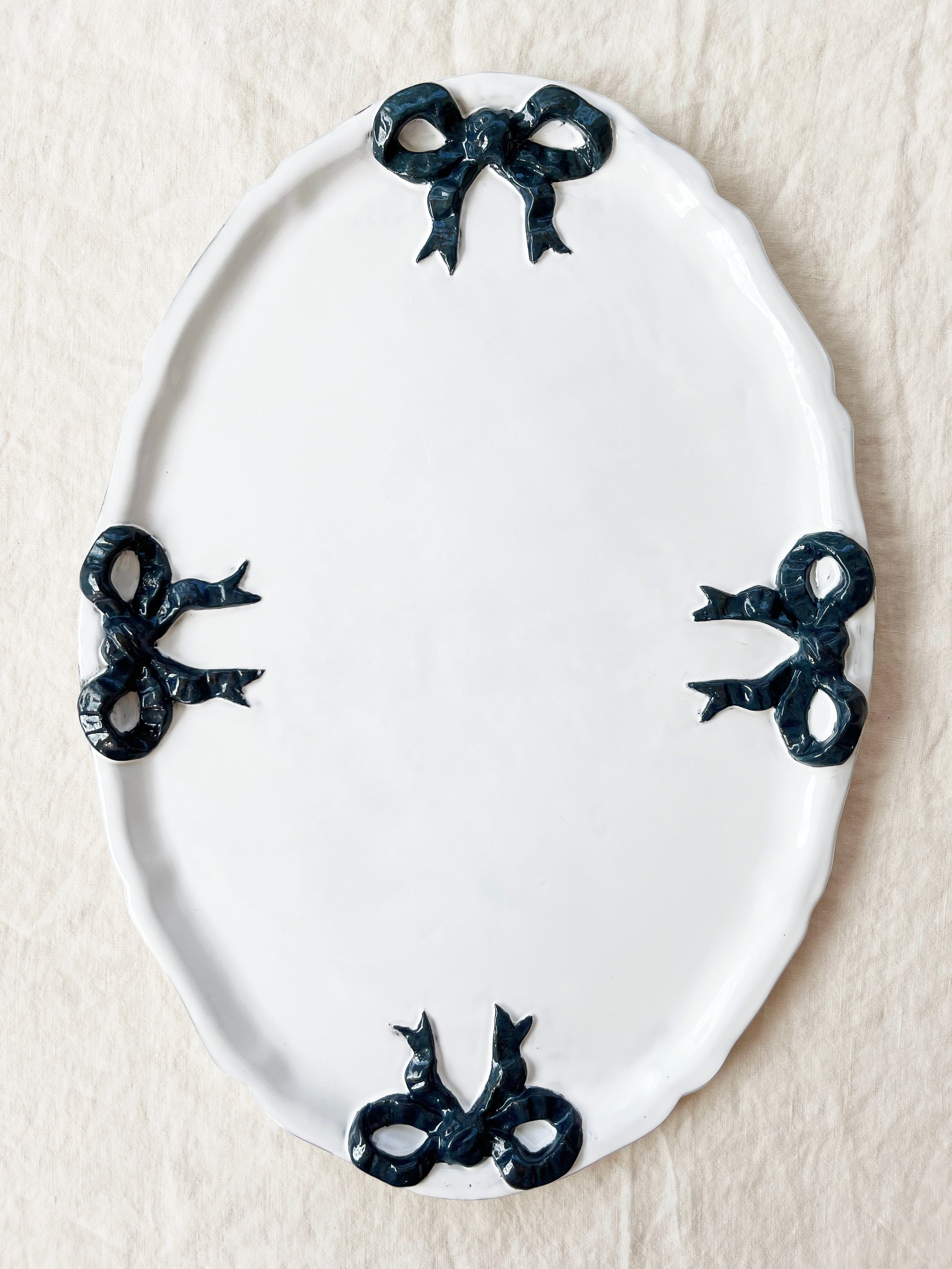 Colette Edition Oval Platter - Marine Blue Bow