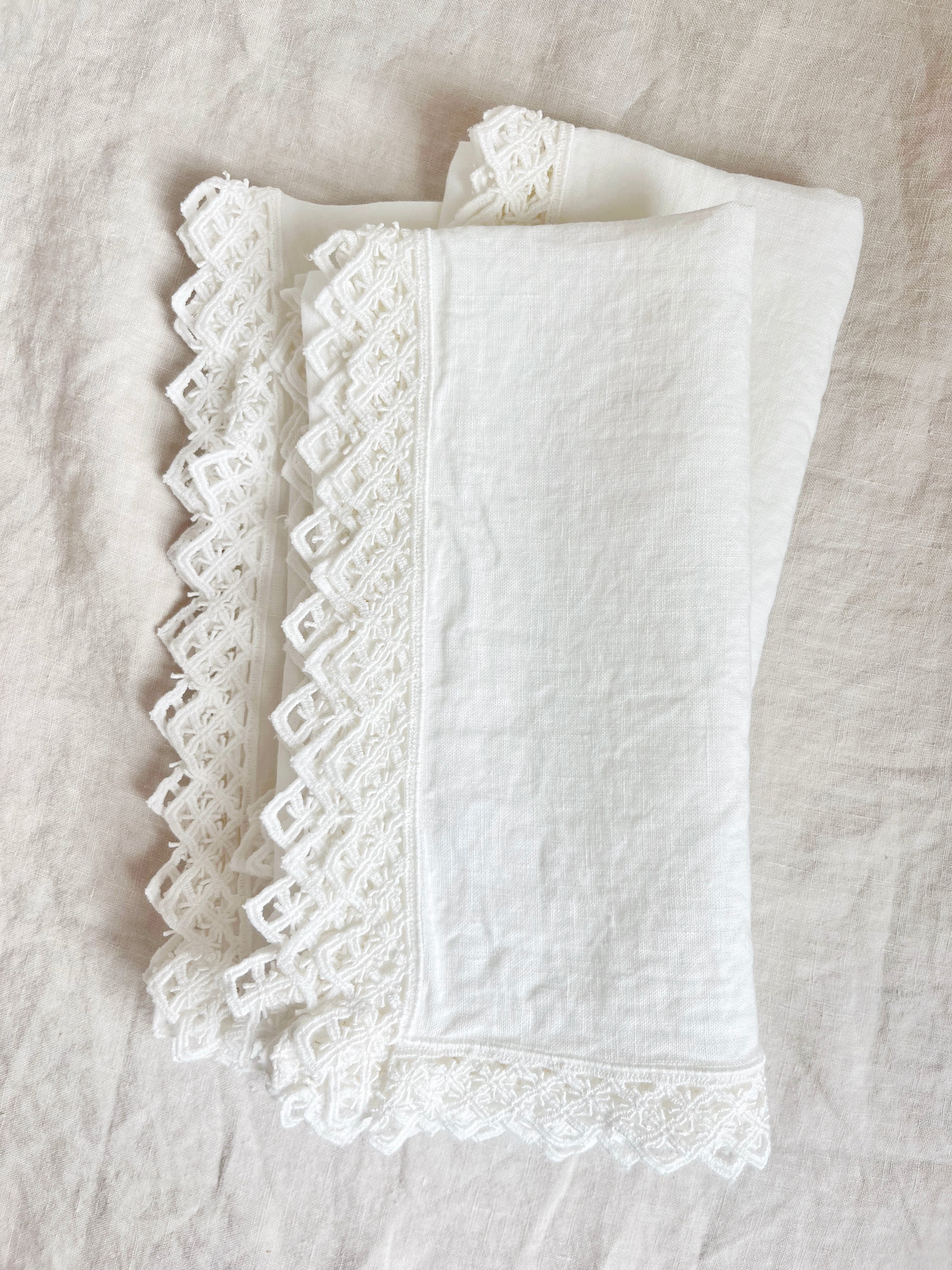 PRE-ORDER - Milano Macrame Napkins - White S/4