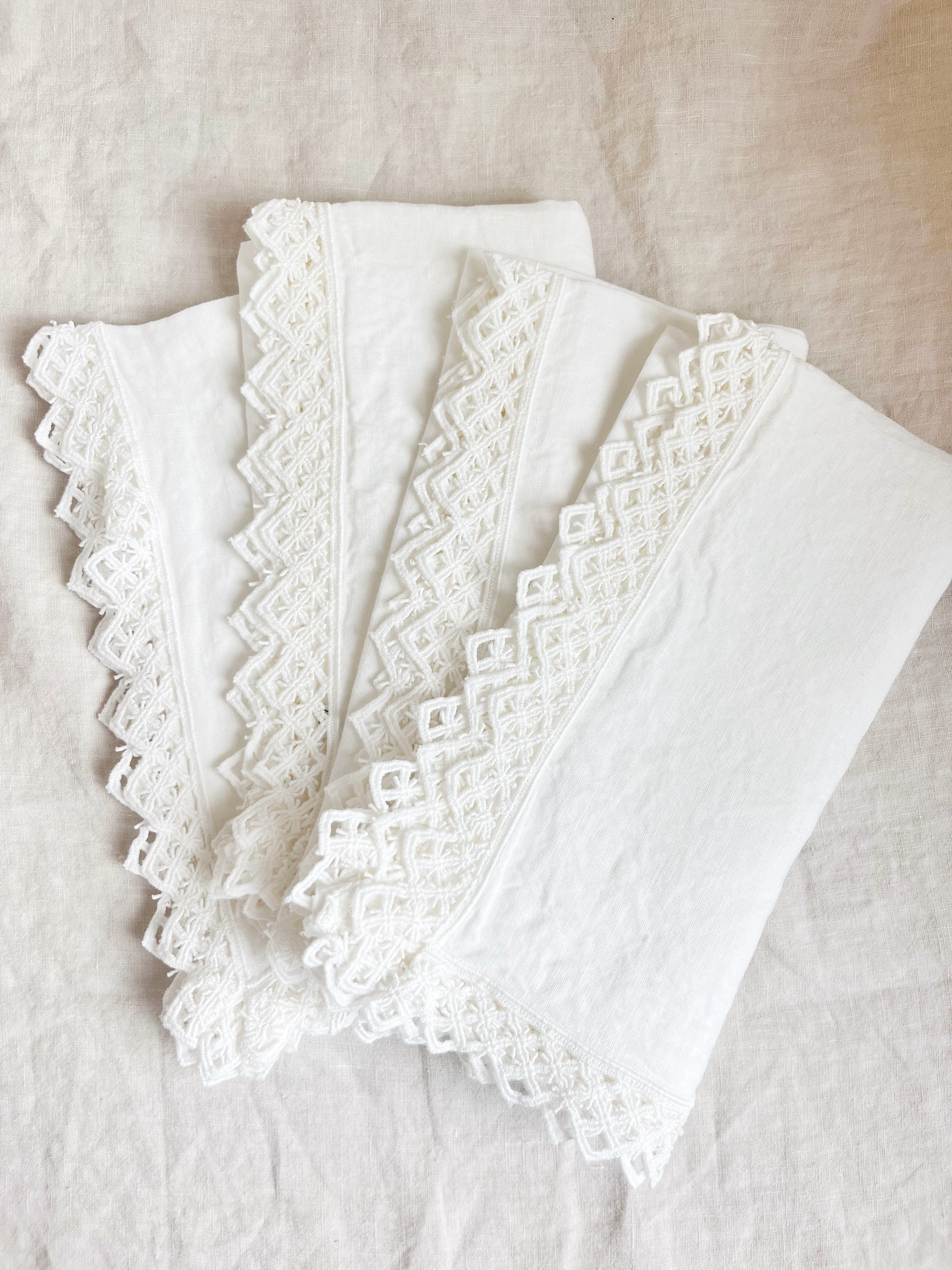 PRE-ORDER - Milano Macrame Napkins - White S/4