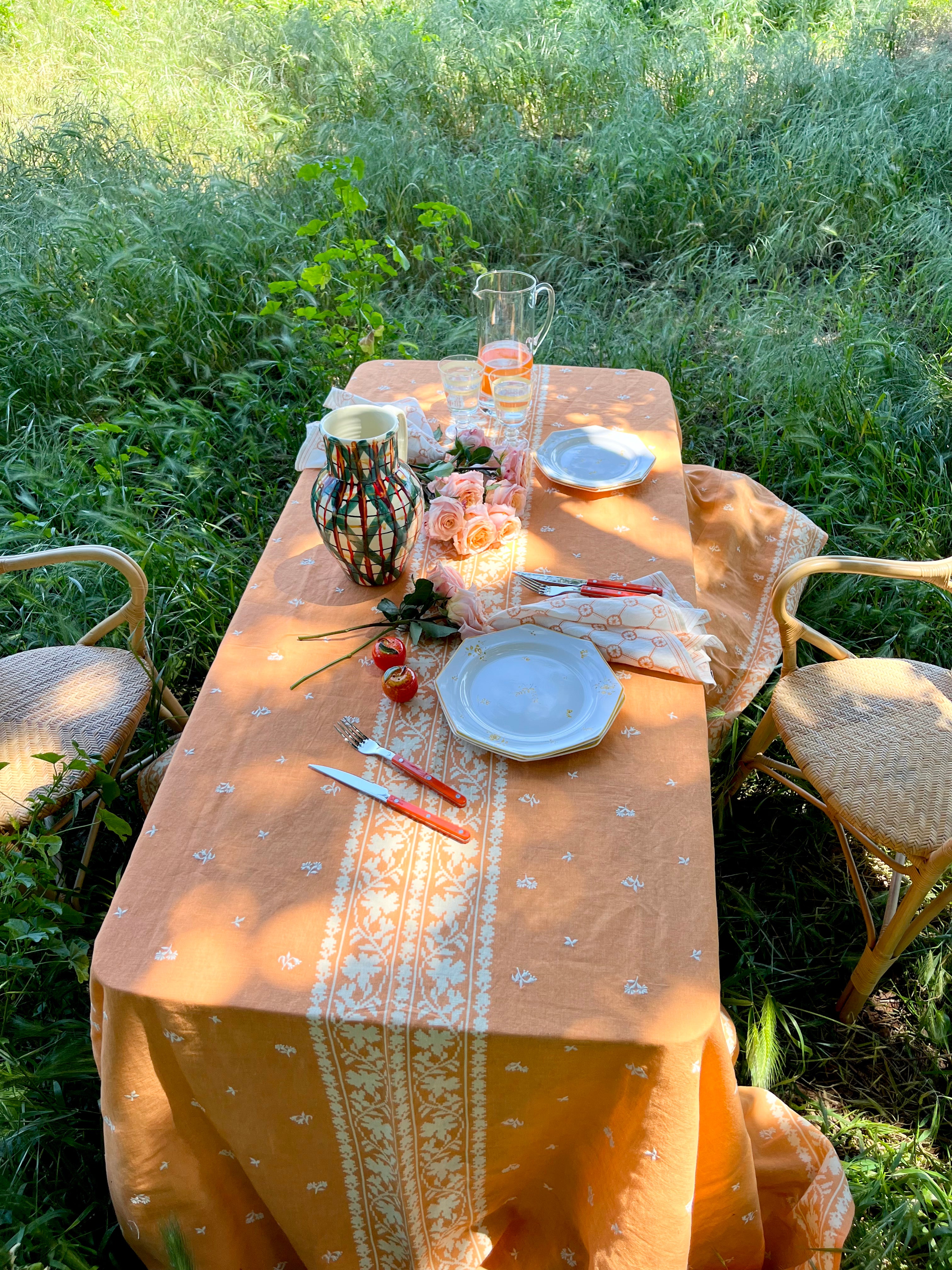 Odessa Embroidered Tablecloth - Apricot