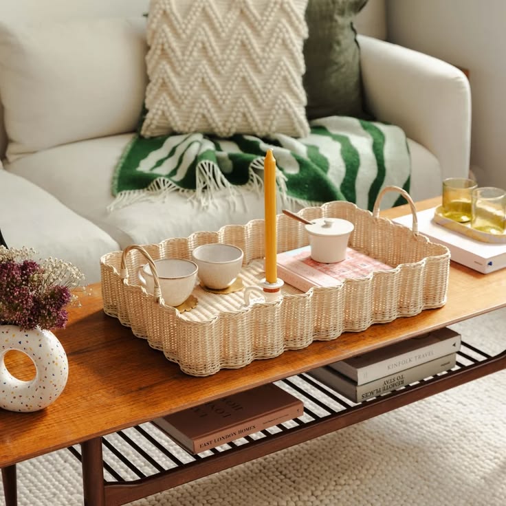 Nina Rattan Tray - Large - Natural