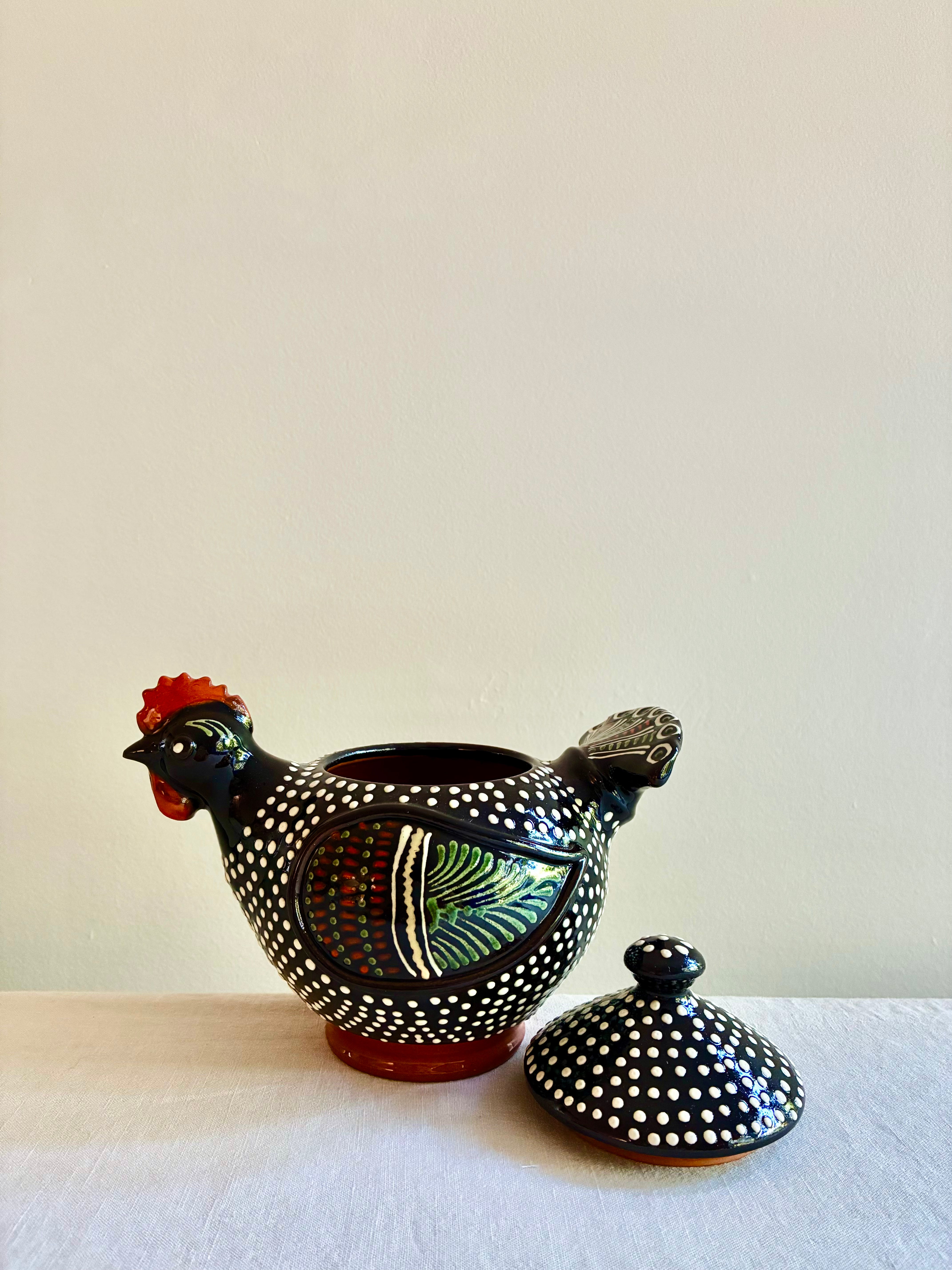 Hungarian Guinea Hen Lidded Bowl