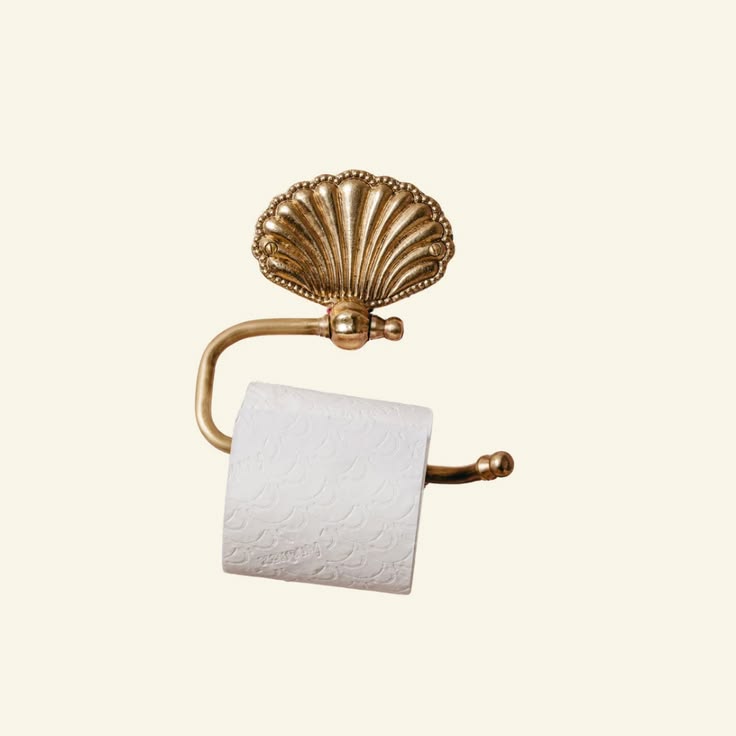 Cara Shell Towel or Paper Roll Holder - Brass