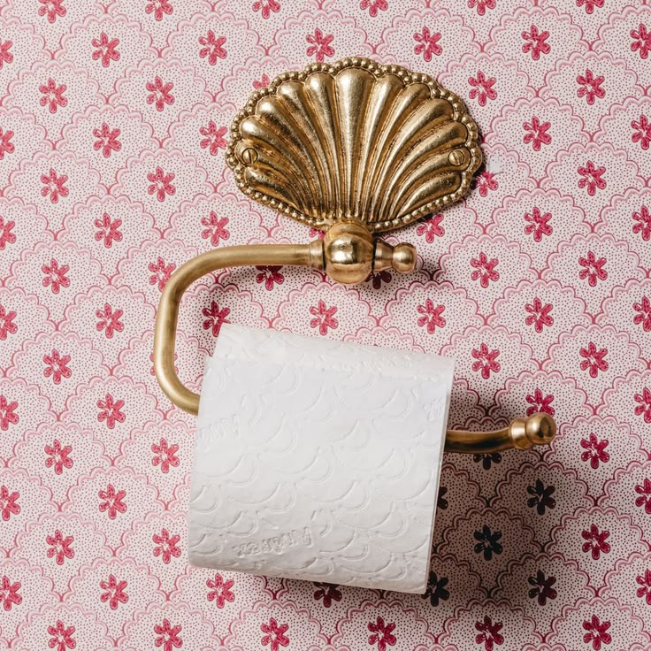 Cara Shell Towel or Paper Roll Holder - Brass