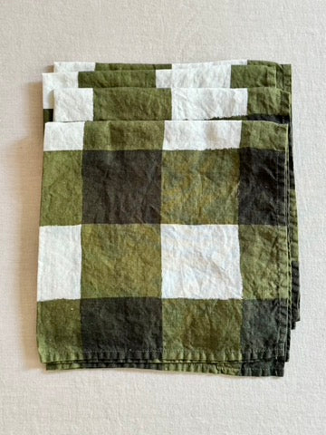 Gingham Napkins - Avocado  S/4