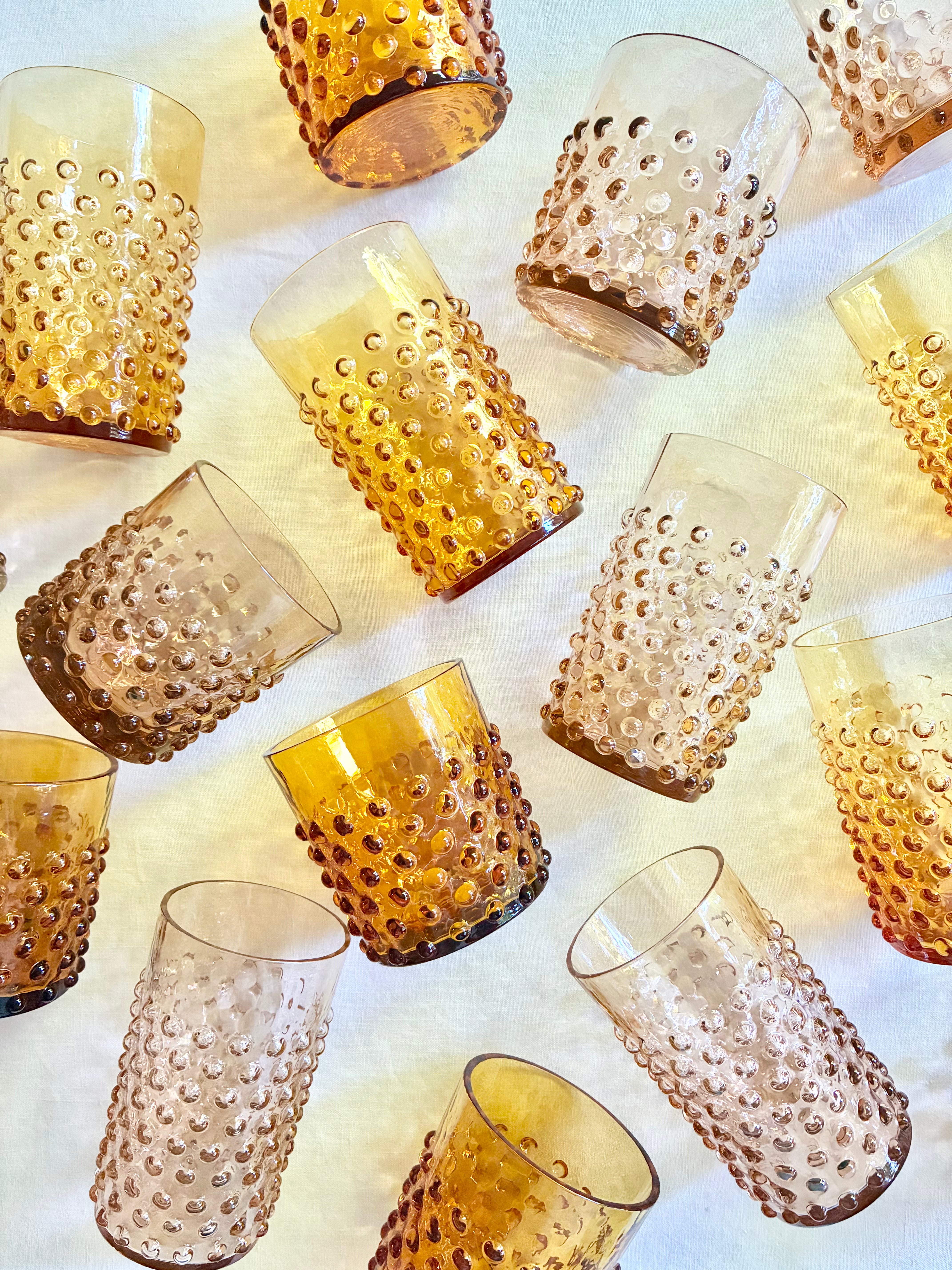 Hobnail Whiskey Glass S/4 - Amber