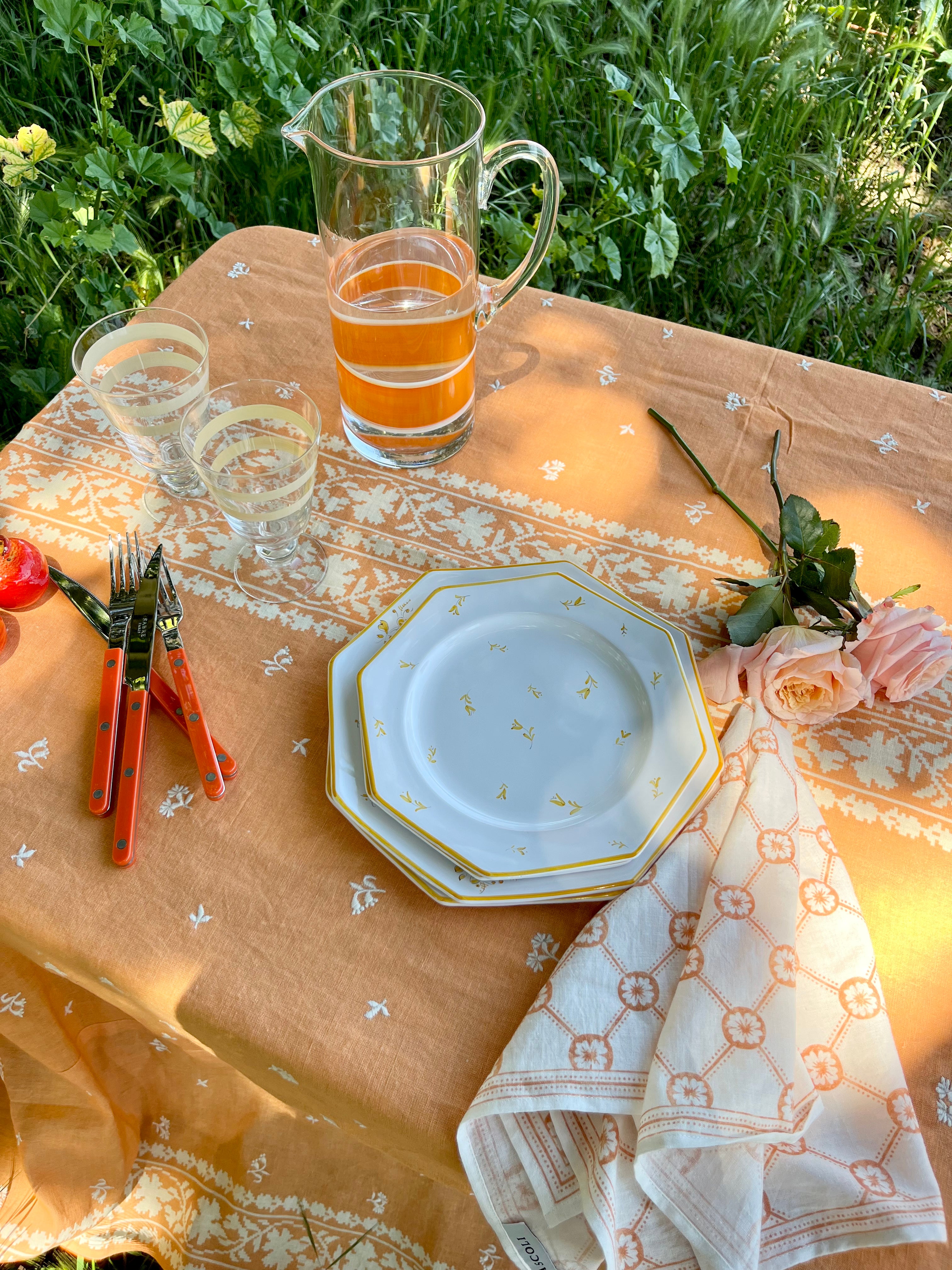 Odessa Embroidered Tablecloth - Apricot