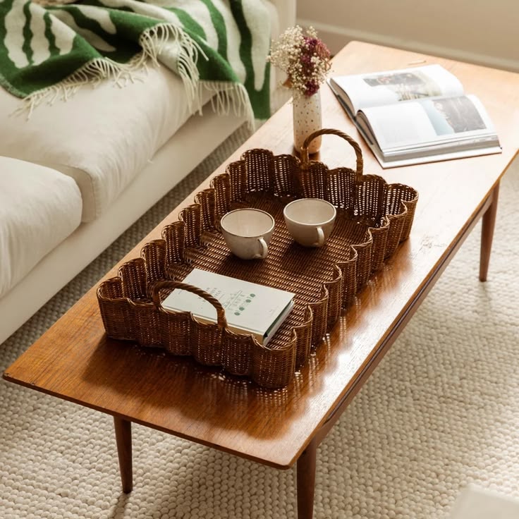 Nina Rattan Tray - Large - Teak